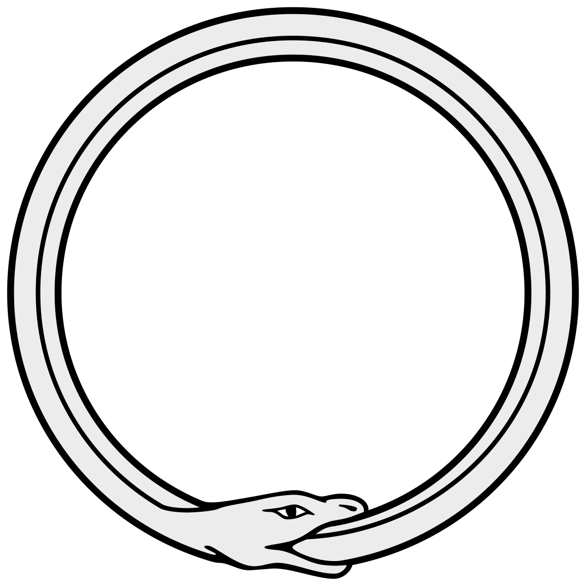 An Ouroboros: a snake eating its own tail. This is a common icon of recursion.